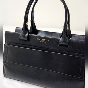 Halston Heritage Women's Black Leather Satchel Handbag